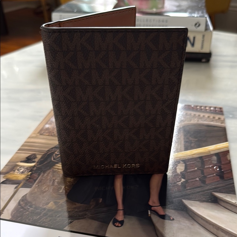 Michael Kors Dark Brown Monogram Passport Cover